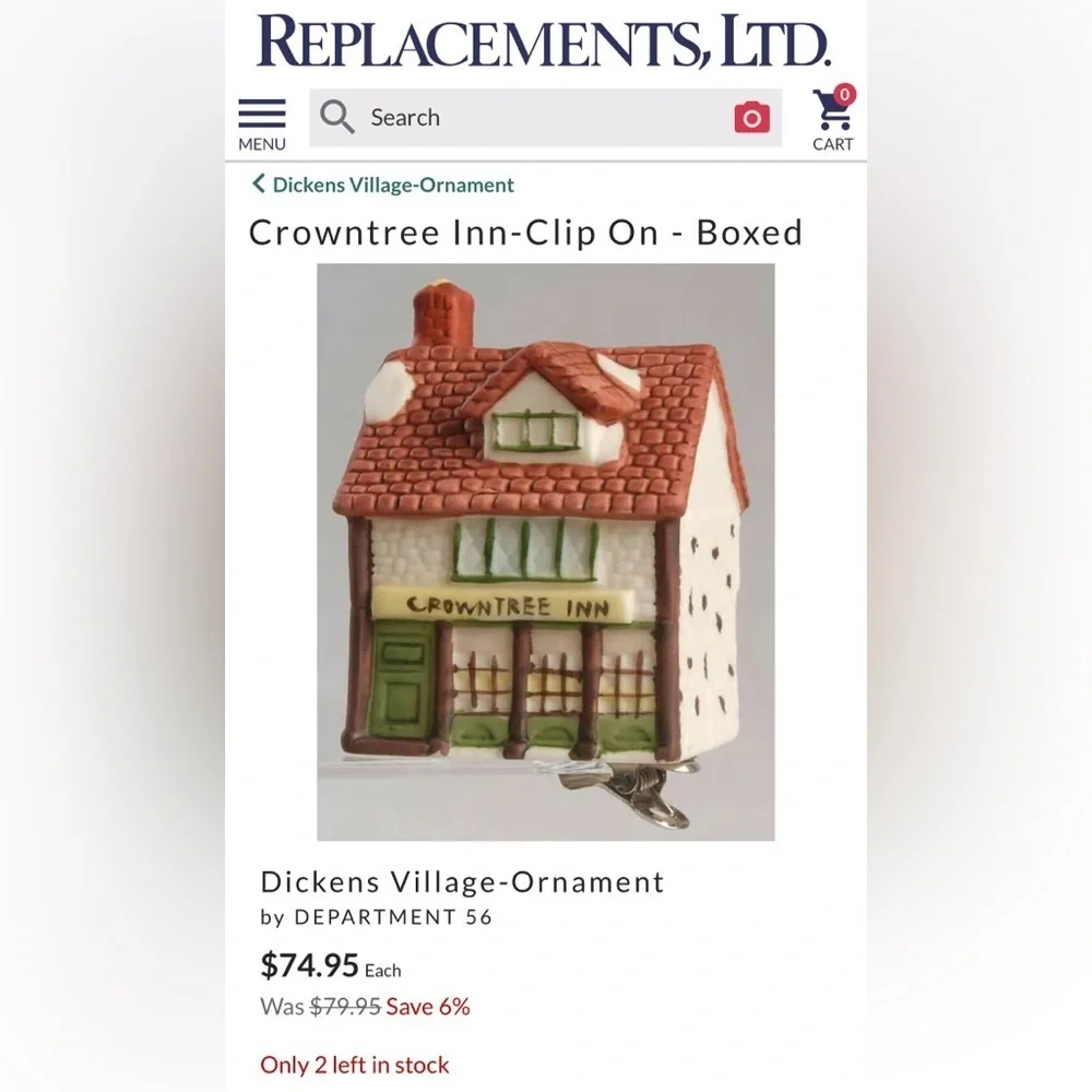 Department 56 Crowntree Inn Holiday Decor Brown/Cream/Green Lighted EUC